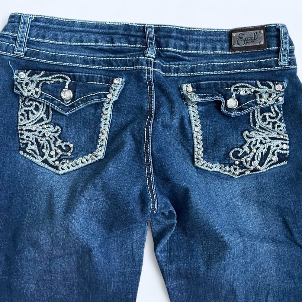 Earl Jeans Women's Dark Blue Boot Cut with Embellished Pockets